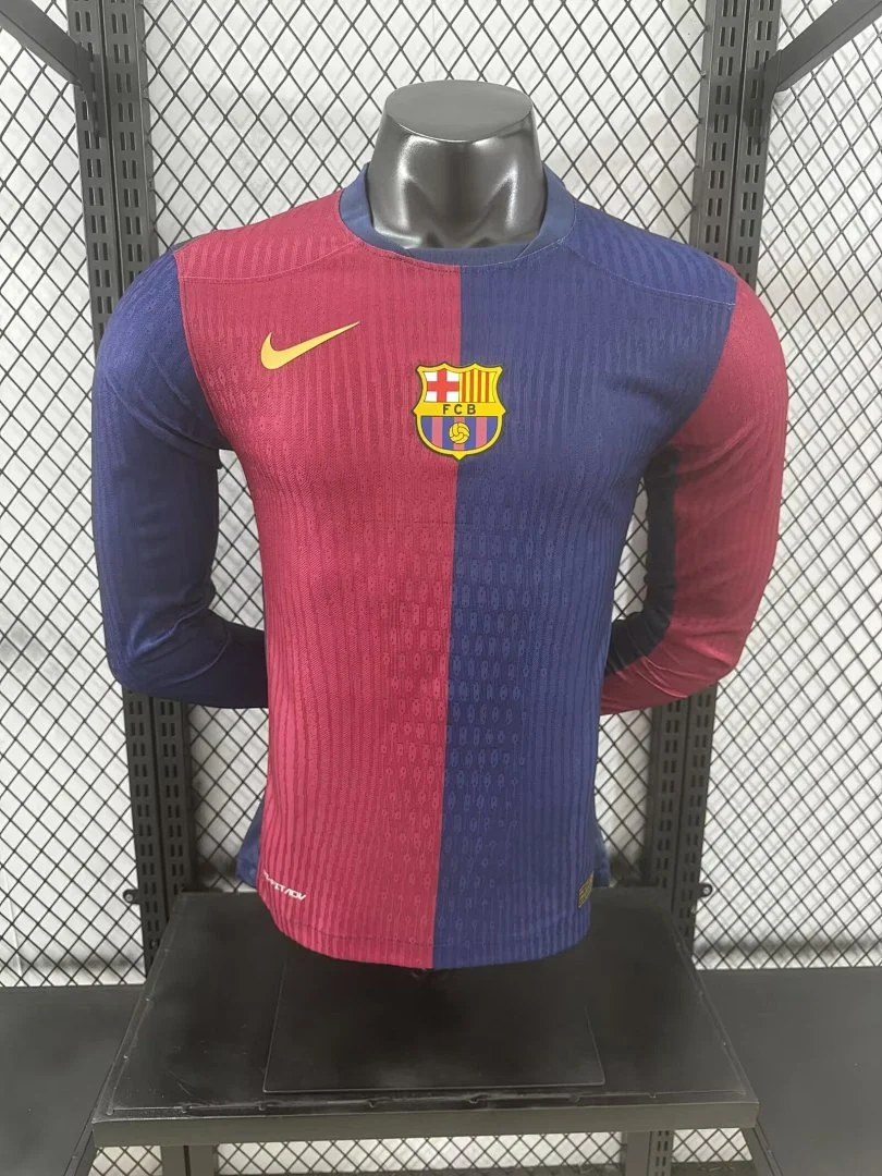 2425 Barcelona Home Long Sleeve S-4XL with Ads